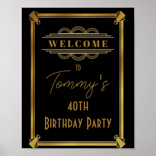 Art deco welcome Poster Birthday party (Front)