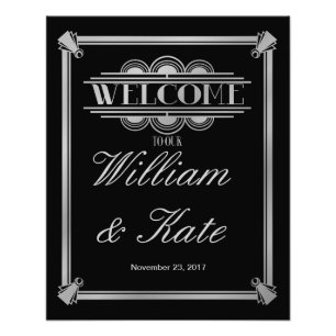 art deco, welcome to our wedding sign