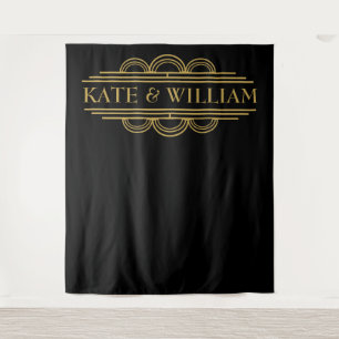 Art deco welcome wedding photo booth back drop tapestry