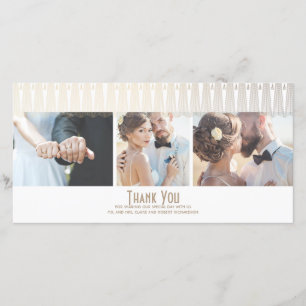 Art Deco White and Gold Photo Wedding Thank You