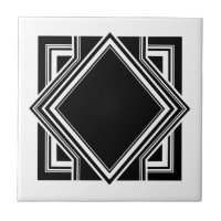 Art Deco White Black Geometric Square Element 05