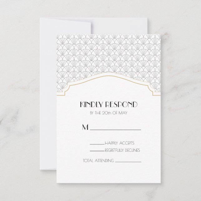 Art Deco White & Black Vintage Wedding Response (Front)