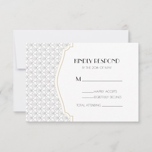 Art Deco White & Black Vintage Wedding Response (Front)