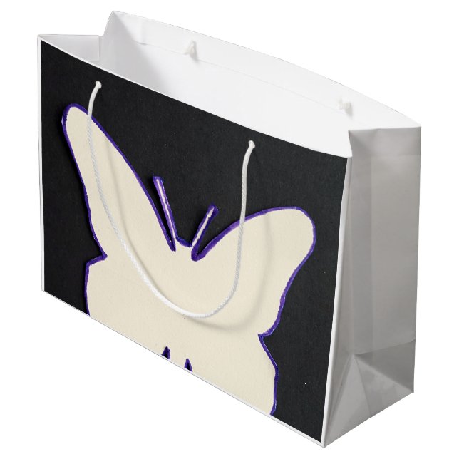 ART DECO WHITE BUTTERFLY SHOPPING BAG (Back Angled)