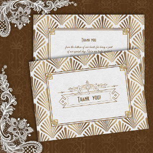 Art Deco White Gatsby 1920s Style Thank You Card