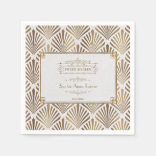 Art Deco White Gatsby 1920s Sweet Sixteen Napkin
