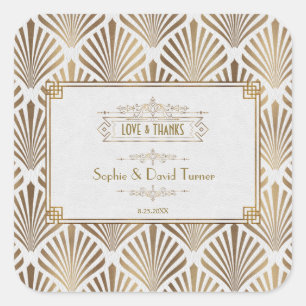 Art Deco White Gatsby 1920s Wedding Square Sticker