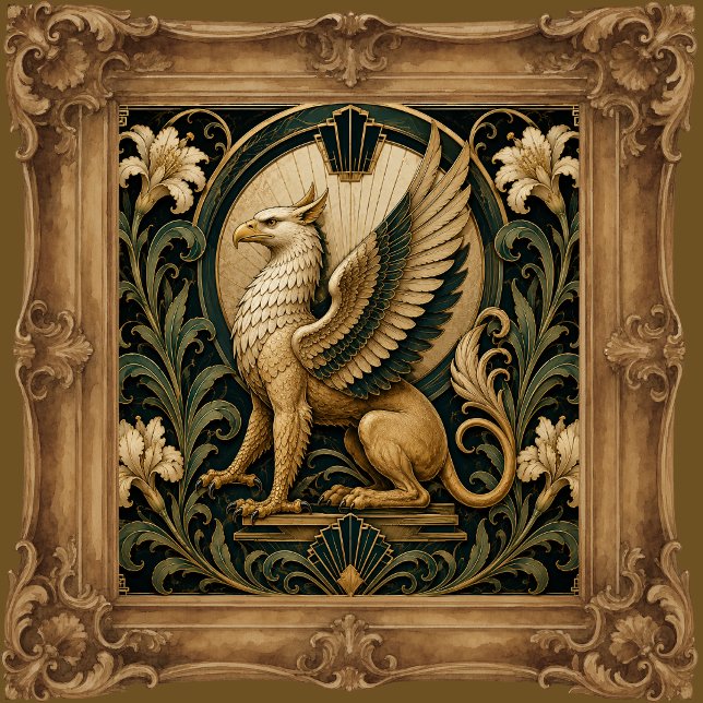 ART DECO WHITE GRIFFIN CERAMIC TILE (Creator Uploaded)