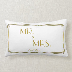 Art Deco White Lumbar Wedding Pillows
