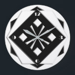 Art Deco white on black geometric pattern Large Clock<br><div class="desc">Art Deco,  stylised,  white on black geometric pattern in stacked,  3-d look shapes with faceted edges - digital art</div>