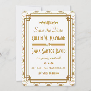 Art Deco White Save The Dates Save The Date