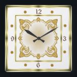 Art Deco White Square Wall Clock<br><div class="desc">Great Art Deco clock design. You will love it like others. Be free to use this design for other product or to customise and add your text. Follow me for more. Thank you. Have a nice day.</div>
