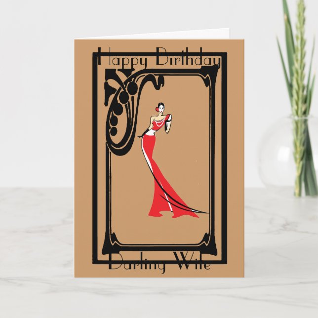 ART DECO WIFE GREETING CARD (Front)