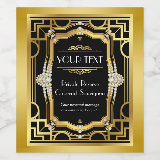 Art Deco Wine Bottle Labels (Single Label)