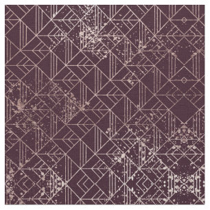 Art Deco Wine Red Gold Geometric Retro Pattern Fabric