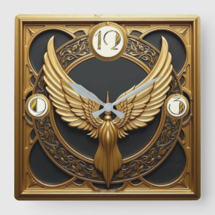 Art Deco Wings Square Wall Clock