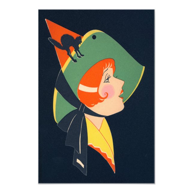 Art Deco Witch Hat Black Cat Photo Print (Front)