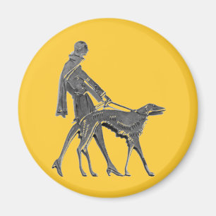 Art Deco Woman and Dog Magnet