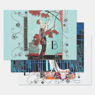ART DECO WOMAN Beauty Fashion Wrapping Paper Sheet