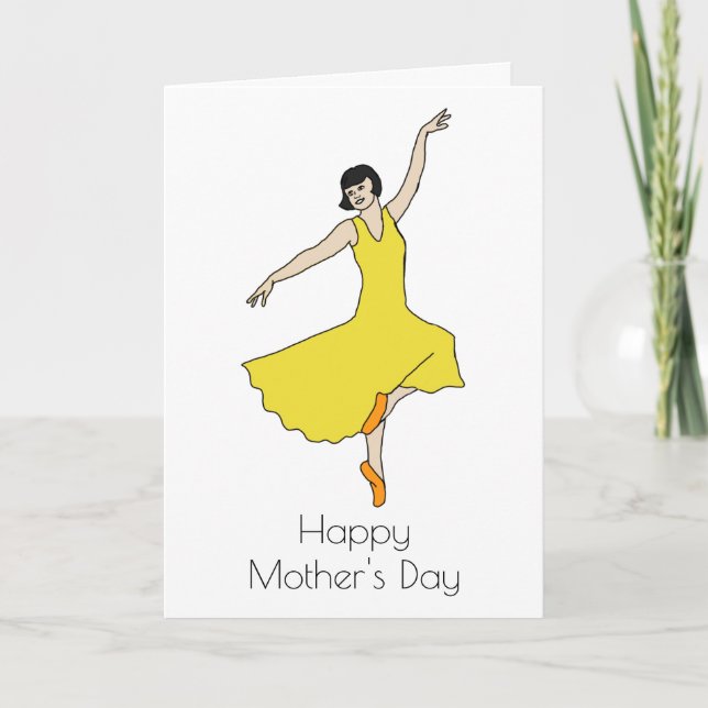 Art Deco Woman Dancing Yellow Dress Mothers Day Card (Front)