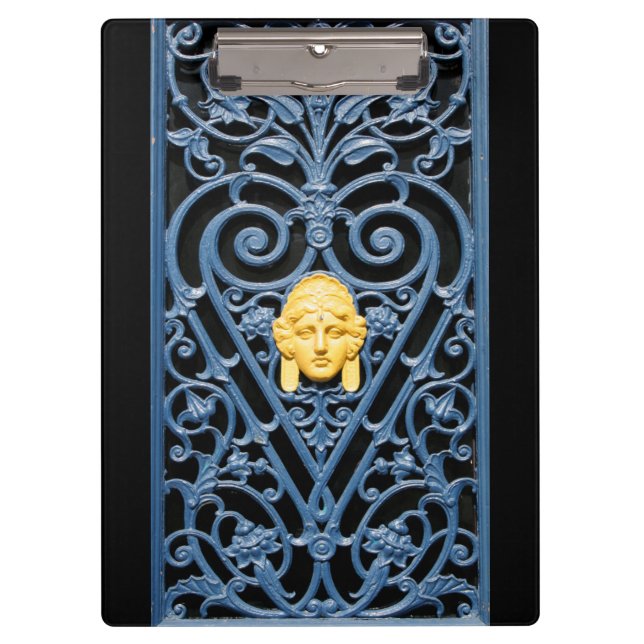 Art Deco Woman Head Heart Wrought Iron Clipboard (Front)