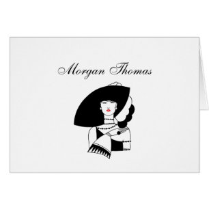 Art Deco Woman In Big Hat Gloves RL