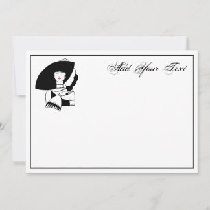 Art Deco Woman In Big Hat Gloves RL