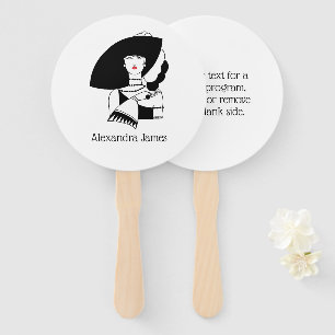 Art Deco Woman In Big Hat Gloves RL Hand Fan
