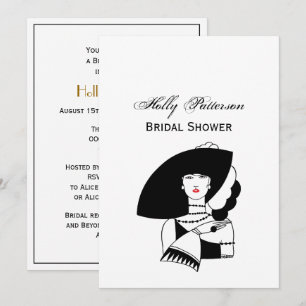 Art Deco Woman In Big Hat Gloves RL Invitation