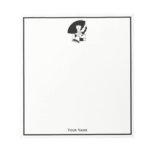 Art Deco Woman In Big Hat Gloves RL Notepad (Front)