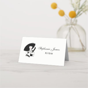 Art Deco Woman In Big Hat Gloves RL Place Card
