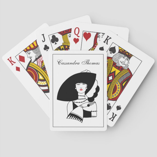 Art Deco Woman In Big Hat Gloves RL Playing Cards (Back)