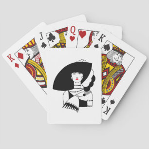 Art Deco Woman In Big Hat Gloves RL Playing Cards