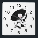 Art Deco Woman In Big Hat Gloves RL Square Wall Clock<br><div class="desc">Vintage Art Deco Fashionable Woman Wearing a Big Hat & Gloves Customisable invitations and accessories with a stylised vintage art deco image of a fashionable 1920s - 1930s woman wearing a big hat and gloves. You can easily customise these products by adding text fields, removing existing text fields, changing text...</div>