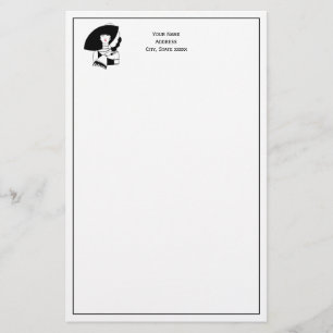 Art Deco Woman In Big Hat Gloves RL Stationery