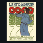 Art Deco Woman Painting Poppies Poster<br><div class="desc">Beautiful poster art of a lovely young woman painting red poppies. Vintage art deco style poster from Paris.</div>