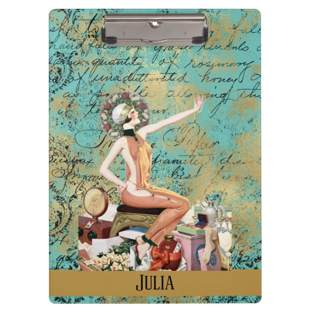 Art Deco Woman Personalised Clipboard (Front)