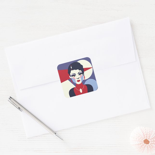 Art Deco Woman Portrait Square Sticker (Creator Uploaded)
