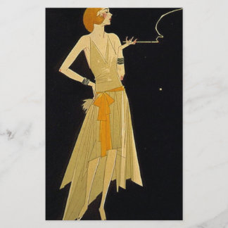 Art Deco Woman Smoking Cigarette