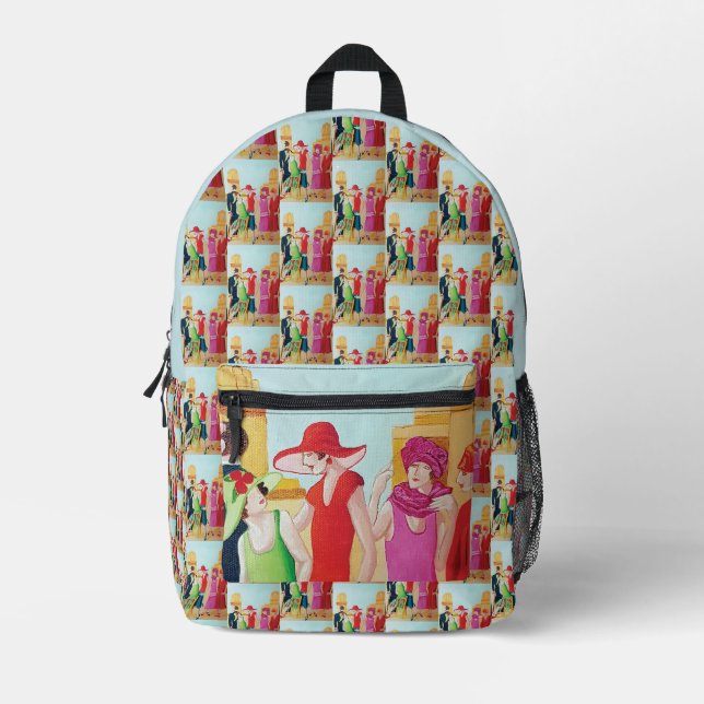 Art Deco Women  Printed Backpack (Front)