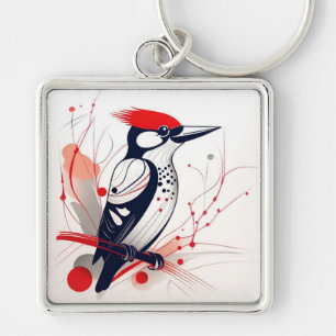 Art Deco Woodpecker Keychain