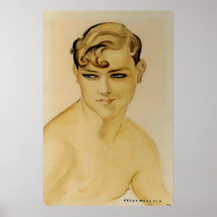 Art Deco Young Man Bare Chested" by Gerda Wegener  Poster
