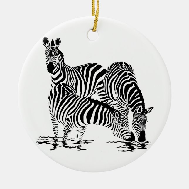 Art Deco  Zebra Ceramic Tree Decoration (Front)