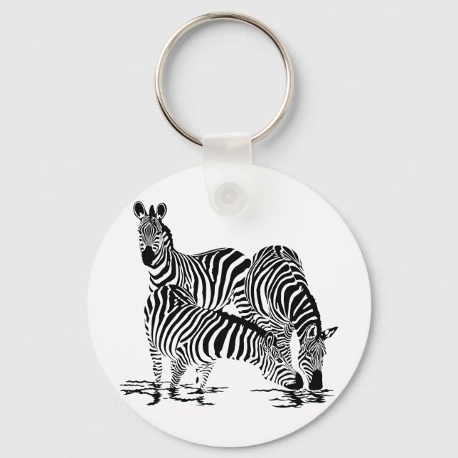 Art Deco  Zebra Key Ring (Front)