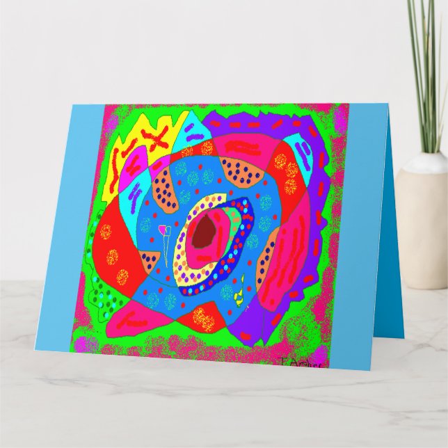 Art decor birthday design mixed colours card (Front)