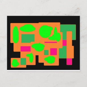 Art decor block colours pink green black postcard