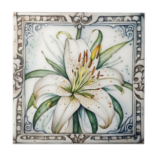 art decor lily antique ornate ceramic tiles