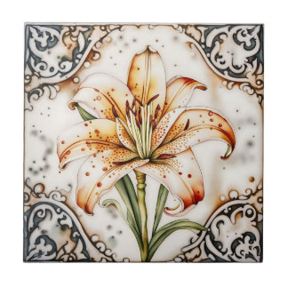 art decor lily antique ornate ceramic tiles