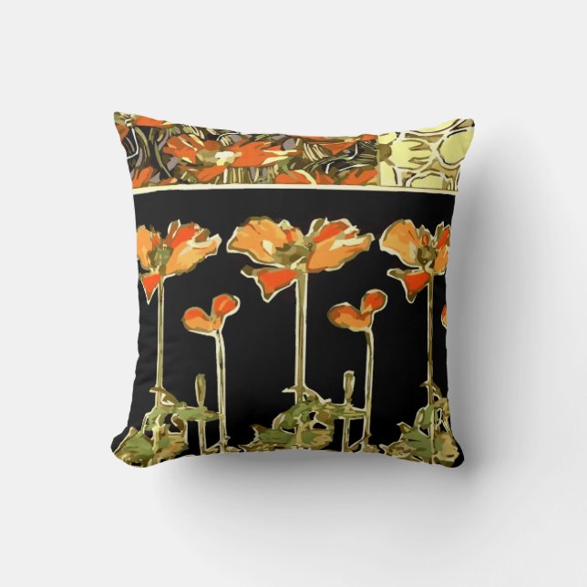 Art decoratifs (orange flower) Throw Pillow (Front)