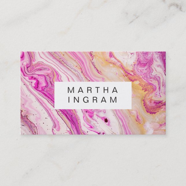 Art Design Abstract Bright Fresh Pink Gold White Business Card (Front)